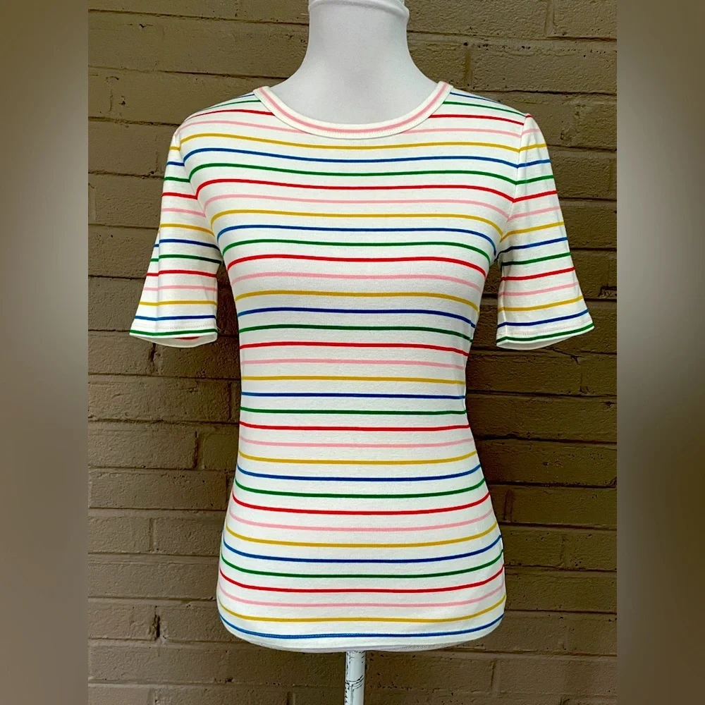 J.Crew multi color stripe knit cotton top  S